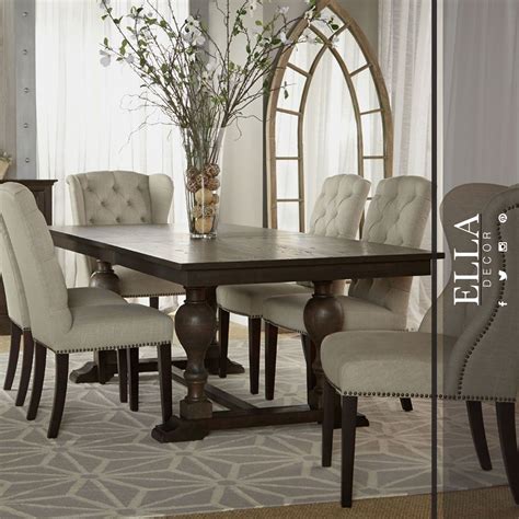 Dining room | Tufted dining room chair, Fabric dining room, Luxury dining room