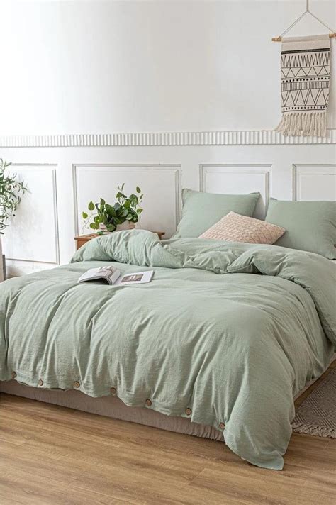 Linen Duvet Cover Queensage Green Duvet Cover Linen Bedding Etsy Sage Green Bedroom Green