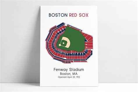 Boston Red Sox Ballpark Map Fenway Park Mlb Stadium Map Etsy Boston