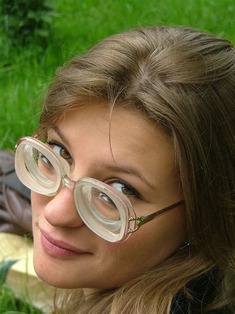 Gael Wearing Some Super Sexy Large Oversized Vintage Glasses Peering Over Her Thick Lenses A