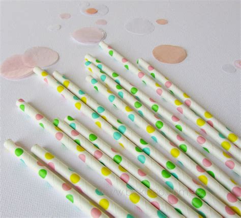 Pastel Dots Paper Straws 25 Pack Bickiboo Designs