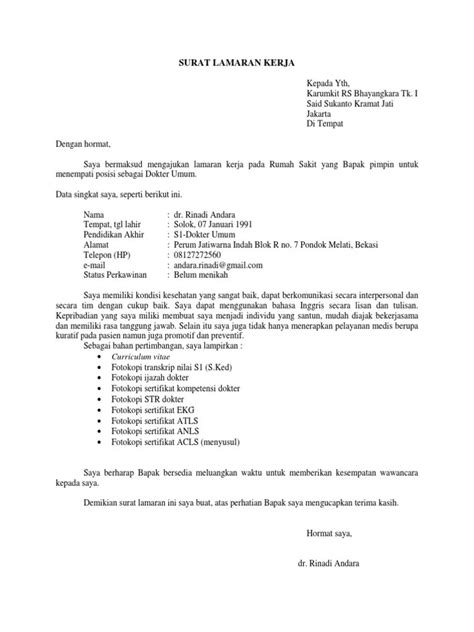 Download Keperawatan Contoh Surat Lamaran Kerja Di Rs Fresh Content