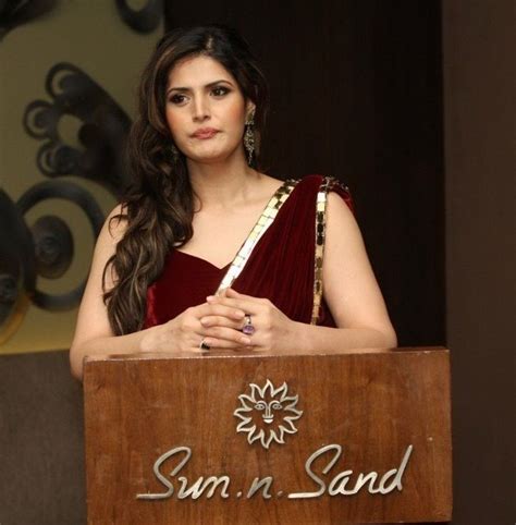 Zarine Khan In A Red Saree At Gjiwl Launch Event