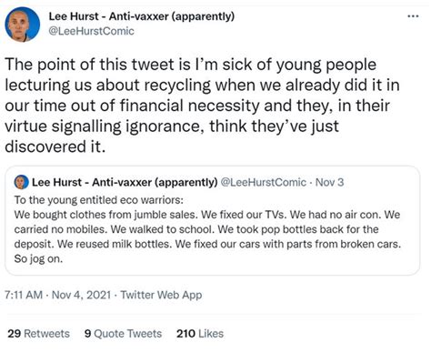 Comedian Lee Hurst Slammed After He Blasts Virtue Signalling Young Eco Warriors Celebrity