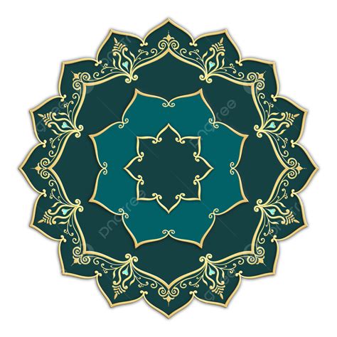 Gambar Mandala Hijau Mewah Untuk Desain Liburan Islami Elemen Ornamen