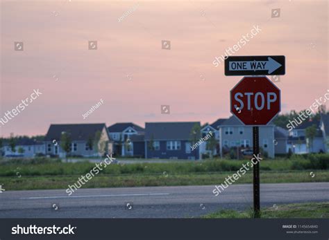 One Way Stop Sign Stock Photo Edit Now 1145654840