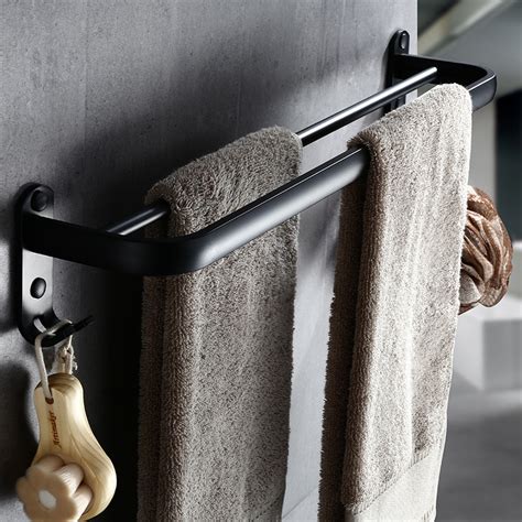 New Space Aluminum Foldable Matte Black Wall Mounted Bathroom Towel