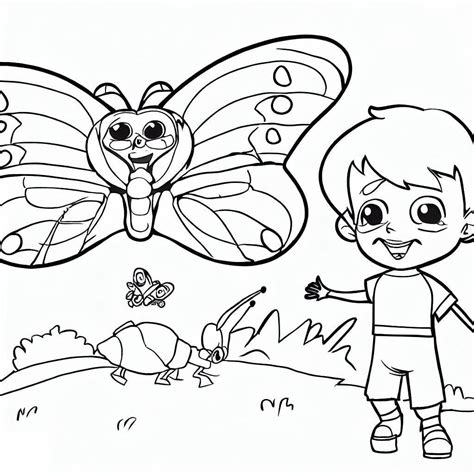 Dibujos De Niño Y Mariposas Para Colorear Para Colorear Pintar E