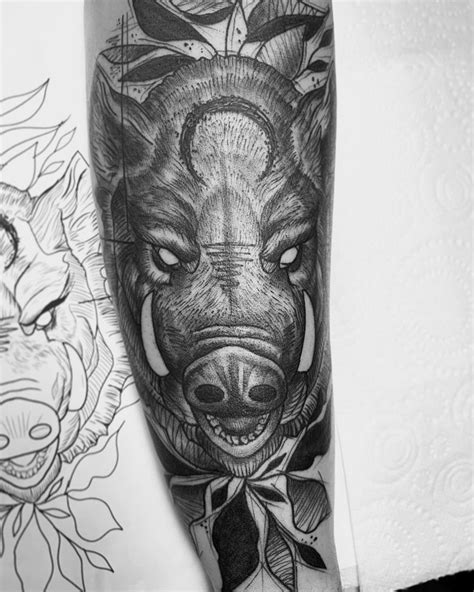 Wild Boar Tattoo Sketchy Tattoo Abstract Tattoo B Tattoo