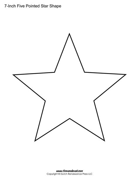 Printable Five Pointed Star Templates Star Template