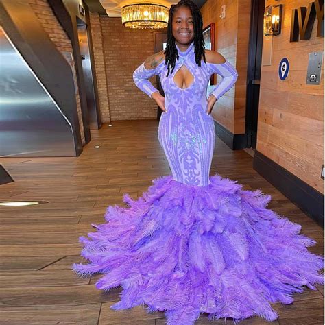 New Purple Prom Dresses 2022 For Black Girl Sequined Long Sleeve