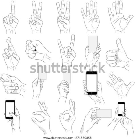 Big Hands Gesture Collection Hand Mobile Stock Vector Royalty Free