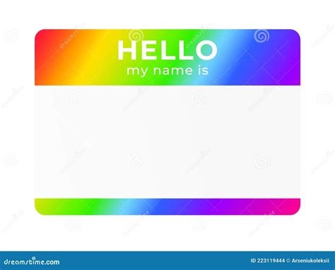 Rainbow Name Tag Hello My Name Is Tag Introduction Sticker For
