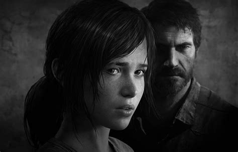 Black and white Ellie game Joel The Last Of Us for section игры