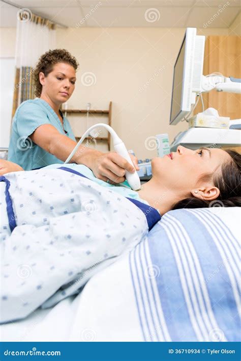 Nurse Performing Ultrasound Neck Scan Stock Images Image 36710934