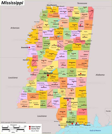 Mississippi County Map With Cities Topographic Map World