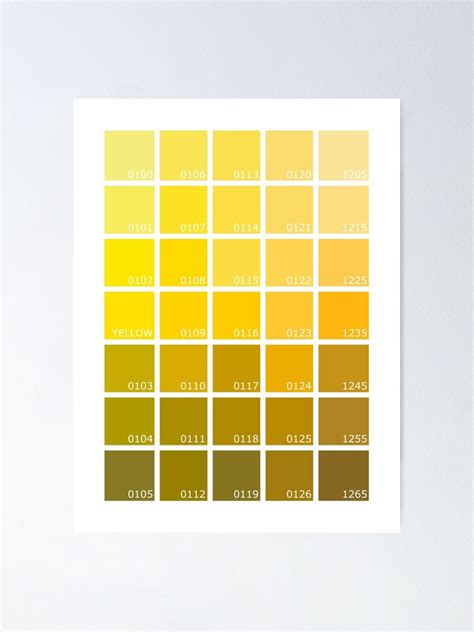 Shades Of Yellow Pantone Poster By Rogue Design Redbubble