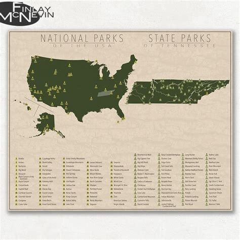 Tennessee State Park Map Etsy