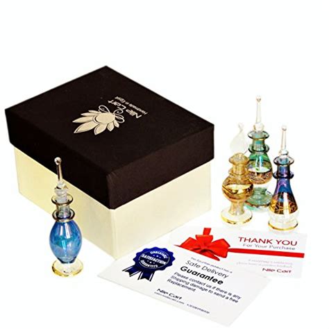 Egyptian Perfume Bottles Wholesale Set Of 12 Size 2” 5 Cm Mouth Blown With Handmade Golden