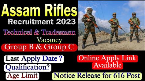 Assam Rifles Technical Tradesmen Recruitment 2023 Job For Assam