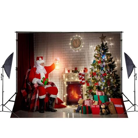 Mohome Polyster Christmas Photo Backdrop 7x5ft Indoor Scenery Santa