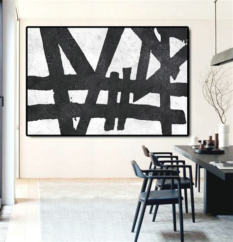 Hand Painted Extra Large Abstract Painting Horizontal Acrylic Painting Large Wall Art Black