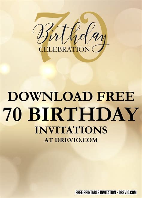 Free Printable 70th Birthday Invitation Templates Drevio
