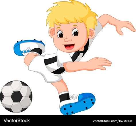 Boy Cartoon Playing Football Royalty Free Vector Image
