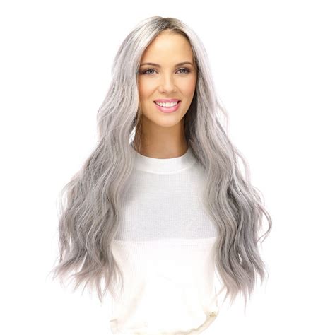 24 Divine Lace Top Wig Silver Smoke