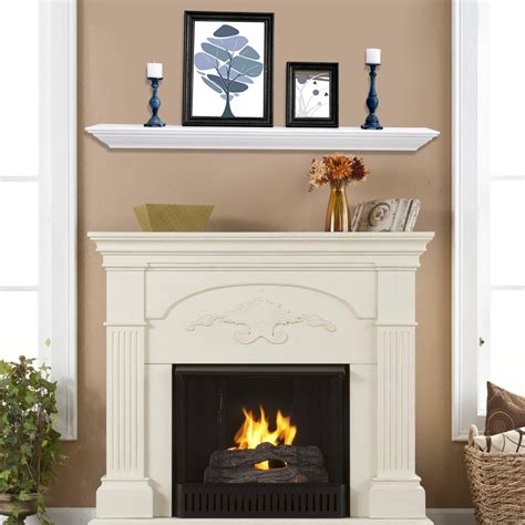 Welland Pine Wood 72 Inch Fireplace Mantel Shelf Wall Mountedwhite Co