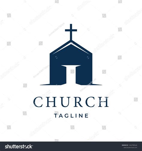 Church Logo Design With Cross On The Top And Door To Another Building