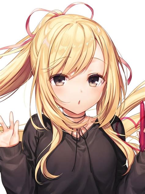 Cute Anime Girl With Yellow Hair And Yellow Eyes
