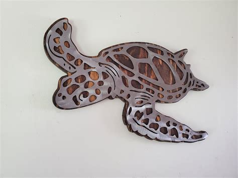 Sea Turtle Wall Decor Metal Art On Wood Made In USA Metal Art Etsy