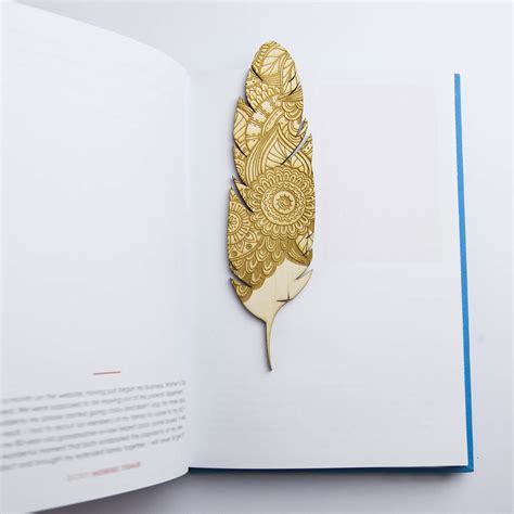 Mandala Personalised Wooden Feather Bookmark By Metal Moments