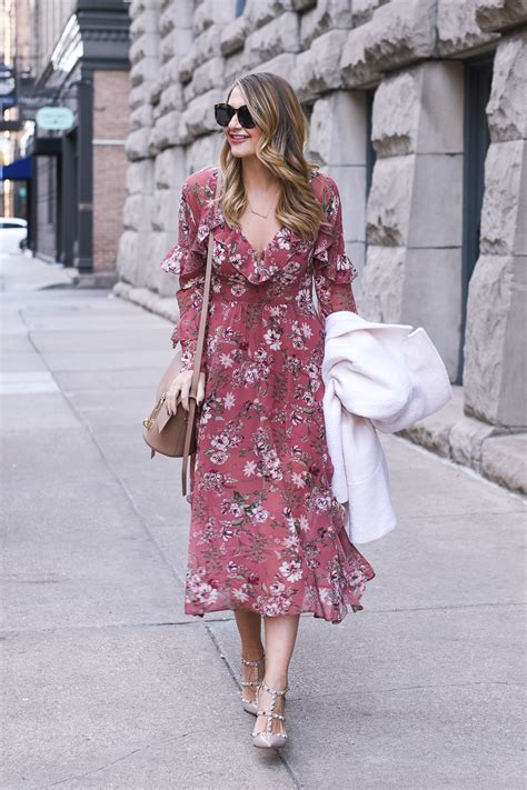 Fall Floral Midi Dress Visions Of Vogue