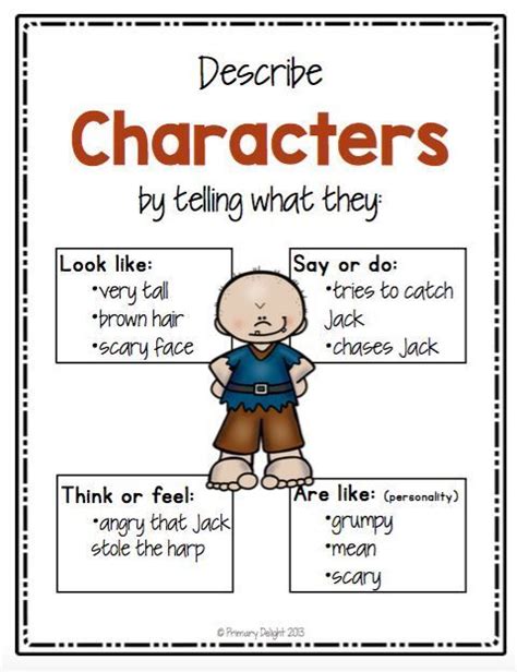 Descriptive Characters Worksheet With The Words Describing What They