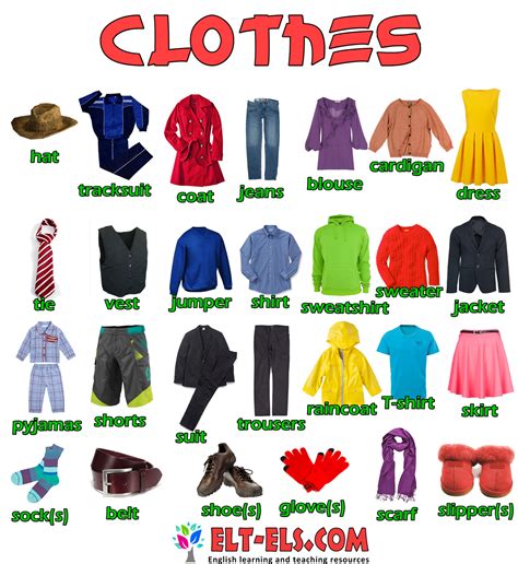 Free Resources For English Learners And Teachers Vocabulary Clothes