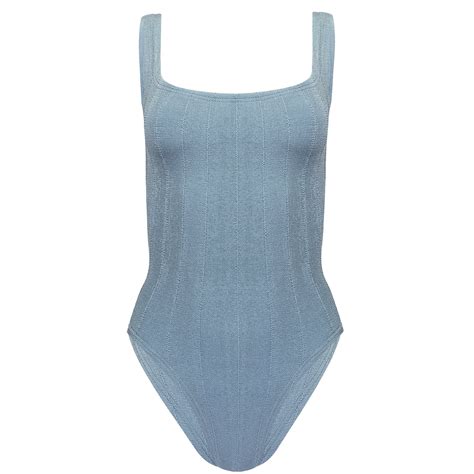 Square Neck Nile Swimwear Metallic Airforce Blue Air Force Blue