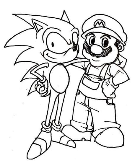 Coloriage Sonic Avec Mario Télécharger Et Imprimer Gratuit Sur
