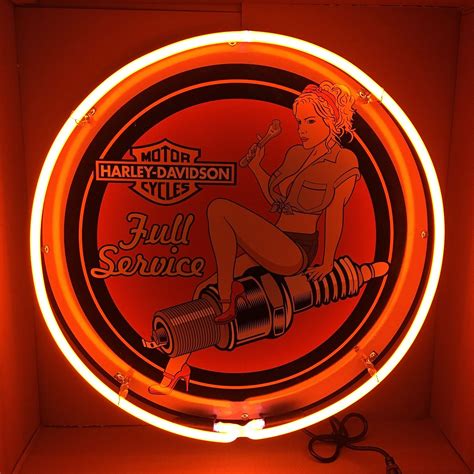 Neon Signs / Pin Up Signs / Motorcycle Signs / Pin Up Neon Signs / Spark Plug Signs / Garage 