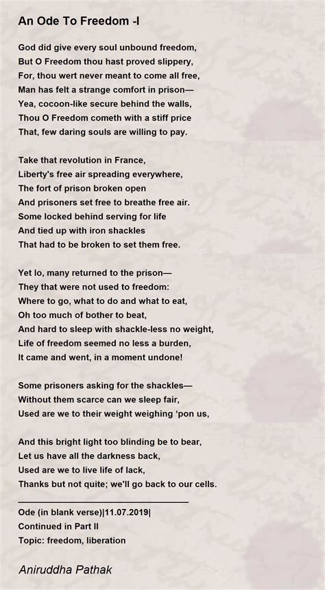 An Ode To Freedom I An Ode To Freedom I Poem By Aniruddha Pathak