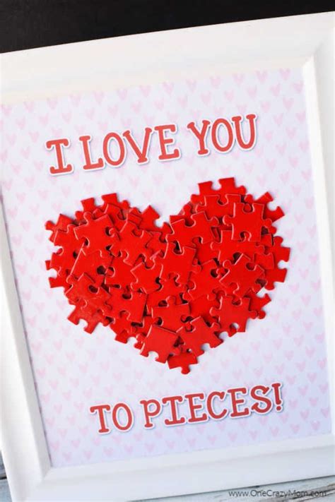I love you to pieces craft - free valentines day printable