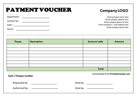 20 Free Sample Payment Voucher Templates Printable Samples