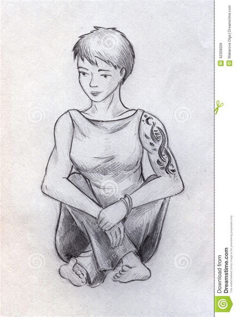 Tomboy Girl With Tattoo Stock Illustration Image 42308009
