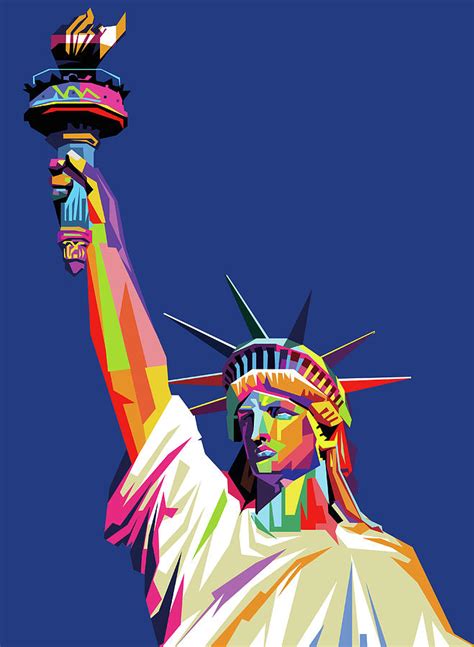 Liberty Statue Wpap Pop Art Digital Art By Ahmad Nusyirwan Pixels