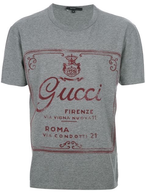 Gucci Logo Print T Shirt In Grey Gray For Men Lyst