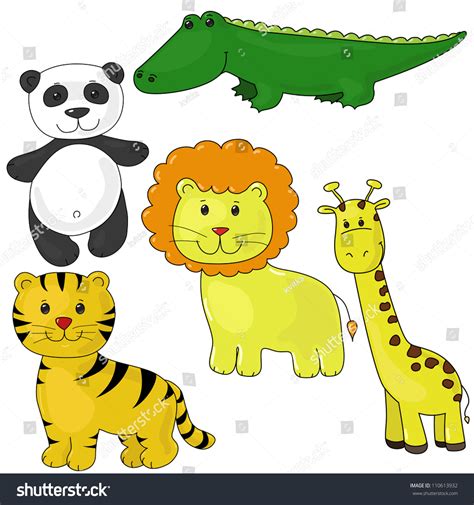 Set Cute Animals Drawing Contour Stock Vector Royalty Free 110613932