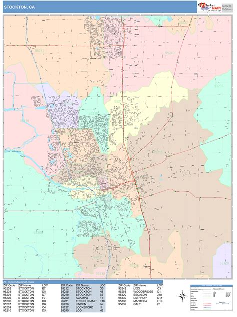 Stockton California Wall Map Color Cast Style By Marketmaps Mapsales