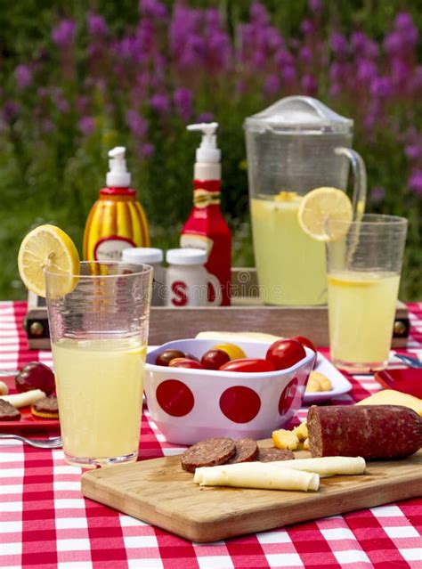 Summer Picnic In Wildflowers Field Stock Image Image Of Snacks