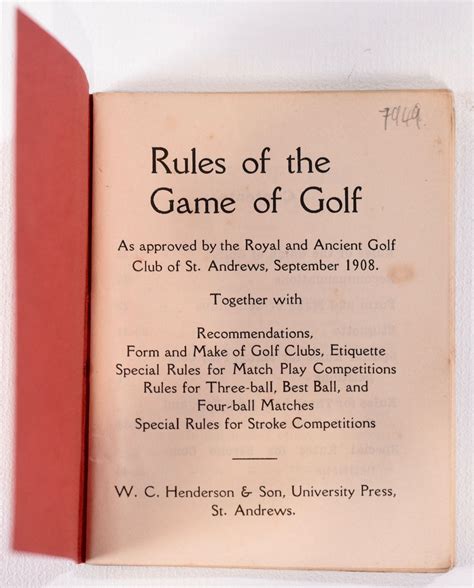 Rules Of The Game Of Golf As Approved By The Royal And Ancient Golf Club Of St Andrews